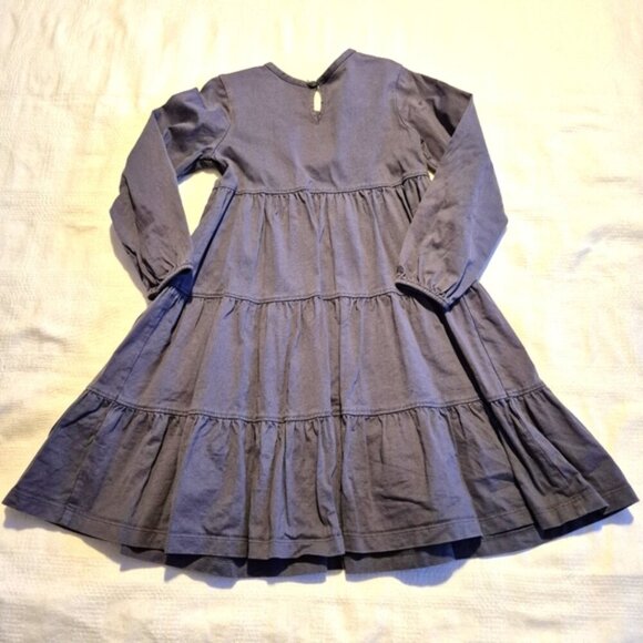 Hanna Andersson girls size 110 or 5 gray long sleeve dress with crochet flowers - Picture 2 of 6
